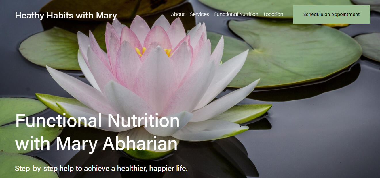 Screenshot of a webpage titled "Heathy habits with Mary Abharian"